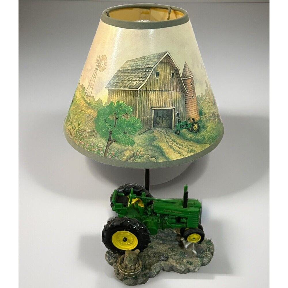 Vintage John Deere 1999 Collectible Table Lamp Original Shade Tested Works